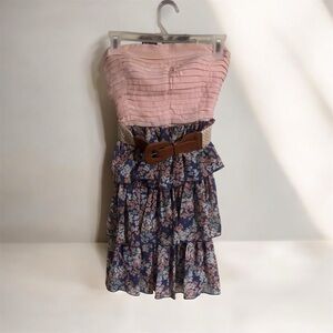 Jodi Kristopher Pink and Blue Floral Skirt Set.  One piece.